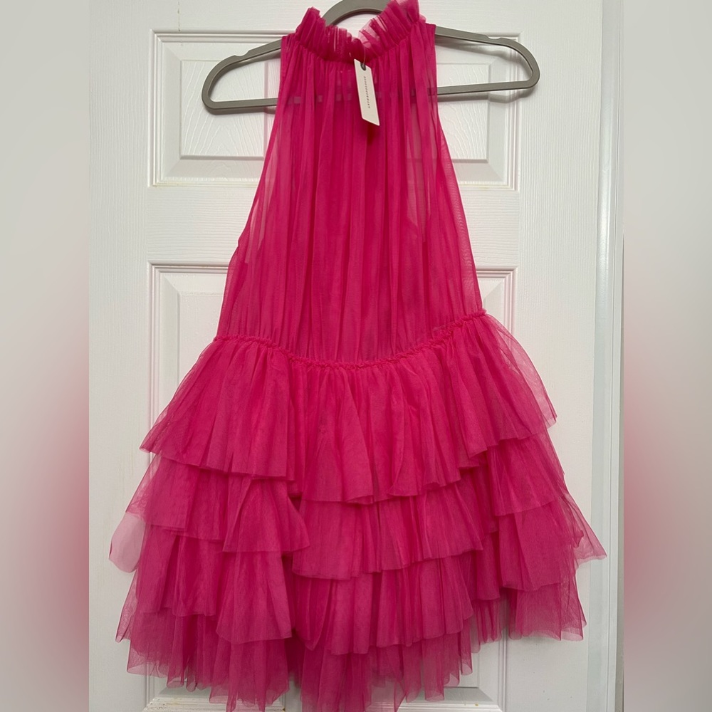 Anthropologie Tulle Raffle Halter Tunic- One size